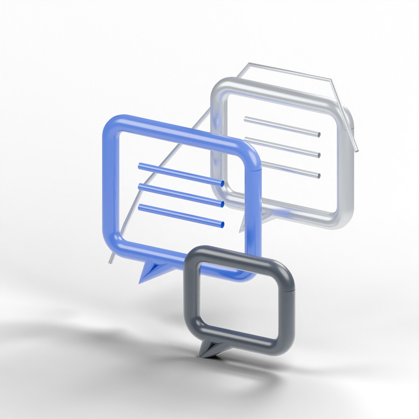 Sculpture de dialogue en céramique bleue et aluminium